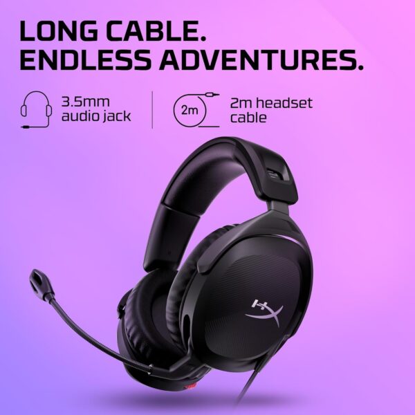HYPERX 519T1AA Cloud Stinger 2 – Lichtgewicht over-ear headset met microfoon, Swivel-to-mute-functie, 50 mm drivers, pc-compatibel, zwart