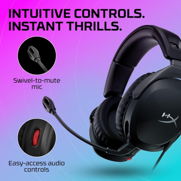 HYPERX 519T1AA Cloud Stinger 2 – Lichtgewicht over-ear headset met microfoon, Swivel-to-mute-functie, 50 mm drivers, pc-compatibel, zwart