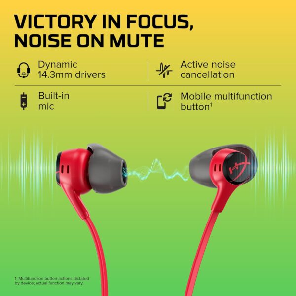 HyperX Cloud Earbuds II, bekabelde gaming-oordopjes, 14 mm driver, geïntegreerde microfoon, 4 oordopjes, 3,5mm-aansluiting, incl. harde etui, voor pc, console, mobiele...