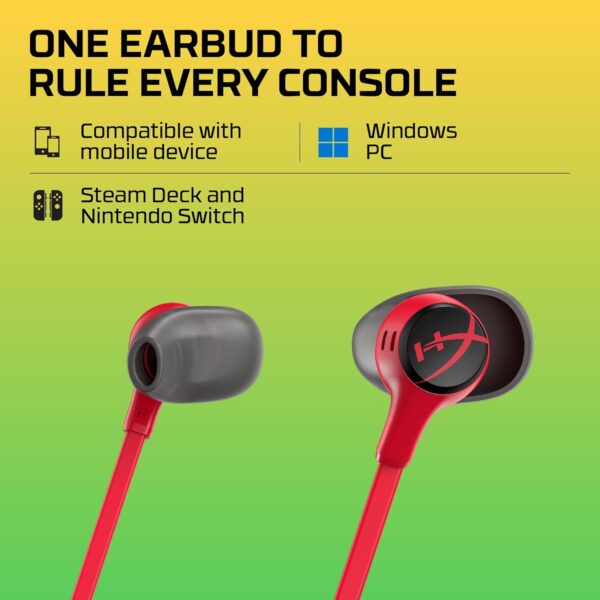 HyperX Cloud Earbuds II, bekabelde gaming-oordopjes, 14 mm driver, geïntegreerde microfoon, 4 oordopjes, 3,5mm-aansluiting, incl. harde etui, voor pc, console, mobiele...
