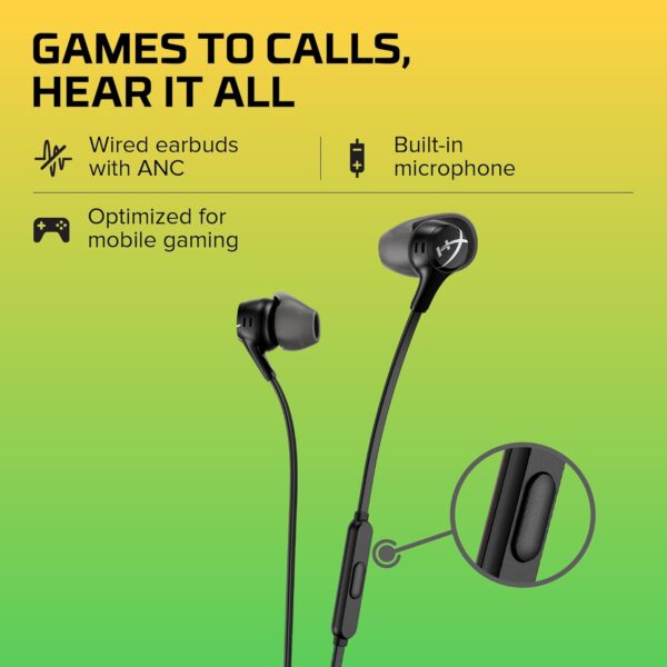 HyperX Cloud Earbuds II, bekabelde gaming-oordopjes, 14 mm driver, geïntegreerde microfoon, 4 oordopjes, 3,5mm-aansluiting, incl. harde etui, voor pc, console, mobiele...
