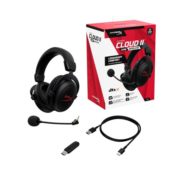 HyperX Cloud II Core Wireless Gaming Headset voor PC, DTS Headphone: X Space Audio, visco-elastische oorkussens, zwart