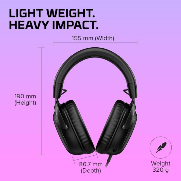 HYPERX Cloud III bekabelde gamingheadset PC PS5 Xbox-serie X|S schuine drivers van 53 mm DTS Memory Foam Stevig frame Ultraheldere microfoon van 10 mm USB-C USB-A 3,5 mm