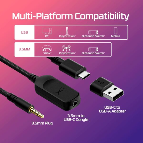 HYPERX Cloud III - bekabelde gamingheadset, pc, PS5, Xbox Series X|S, schuine drivers van 53 mm, DTS, traagschuim, duurzaam frame, ultraheldere microfoon van 10 mm, USB-C,...