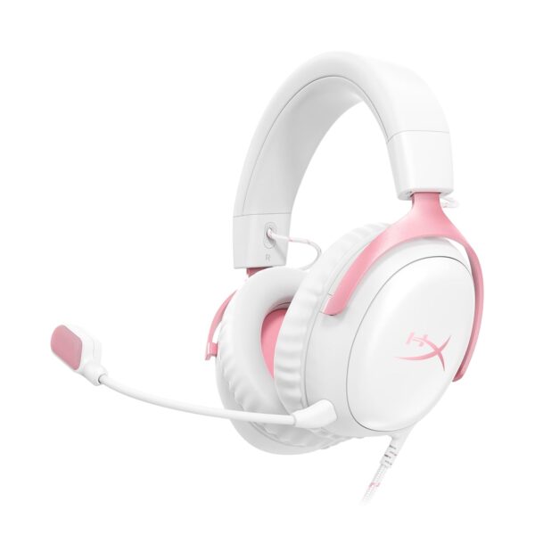 HyperX Cloud III Gaming-headset, PC, PS5, Xbox Series X|S, Angled 53 mm Driver, DTS, Memory Foam, Duurzaam Frame, Ultra-Clear 10 mm Mic, USB-C, USB-A, 3,5 mm, roze