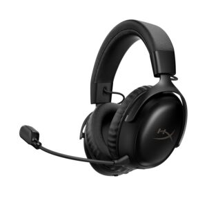 HyperX Cloud III S Draadloze gaming-headset, multiplatform, 2,4 GHz, bluetooth, batterijduur tot 120 uur, 2,4 GHz, 53 mm kanteldriver, 10 mm afneembare microfoon, zwart