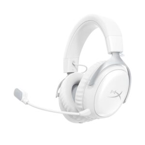 HyperX Cloud III S Draadloze gaming-hoofdtelefoon, Bluetooth, 2,4 GHz, PC, PS5, Xbox, Driver 53 mm, DTS, microfoon 10 mm, batterij tot 200 uur, wit