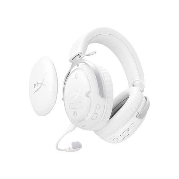 HyperX Cloud III S Draadloze gaming-hoofdtelefoon, Bluetooth, 2,4 GHz, PC, PS5, Xbox, Driver 53 mm, DTS, microfoon 10 mm, batterij tot 200 uur, wit