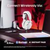 HyperX Cloud III S Draadloze gaming-hoofdtelefoon, Bluetooth, 2,4 GHz, PC, PS5, Xbox, Driver 53 mm, DTS, microfoon 10 mm, batterij tot 200 uur, wit