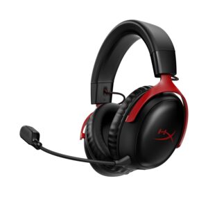 HyperX Cloud III Wireless Gaming Hoofdtelefoon voor PC, PS5, PS4, batterij tot 120 uur, 2,4 GHz, driver 53 mm, microfoon 10 mm, rood