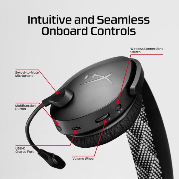 HyperX Cloud Jet – Dual Wireless Gaming Headset, 2,4 GHz & Bluetooth, PC, Mac, PS5, PS4, Mobile, 40 mm driver, 25 uur batterijduur, Swivel-to-Mute microfoon, lichtgewicht...