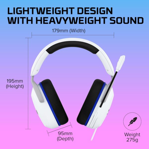 HyperX Cloud Stinger 2 Core - Gaming Headset voor Playstation, Lichtgewicht Over-Ear Headset met microfoon, Swivel-to-Mute-functie, 40 mm Drivers - Wit