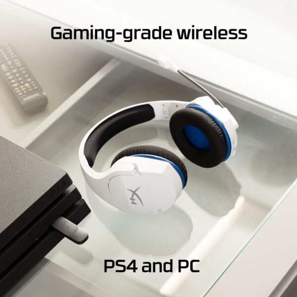 HyperX Cloud Stinger Core Draadloze Gaming Headset, voor PS4, PC, lichtgewicht, robuuste stalen schuifregelaar, ruisonderdrukkende microfoon, wit