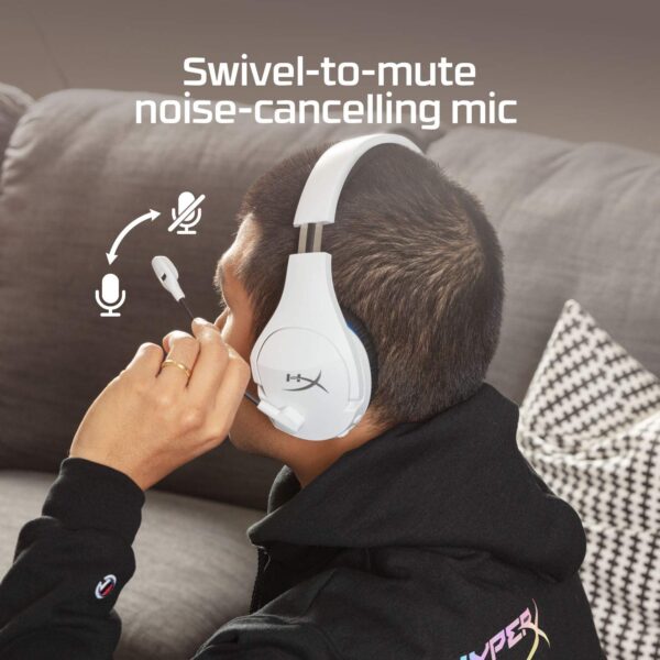 HyperX Cloud Stinger Core Draadloze Gaming Headset, voor PS4, PC, lichtgewicht, robuuste stalen schuifregelaar, ruisonderdrukkende microfoon, wit