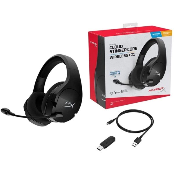 HyperX Cloud Stinger Core - draadloze gamingheadset, voor pc, 7.1 surround sound, ruisonderdrukkende microfoon, lichtgewicht