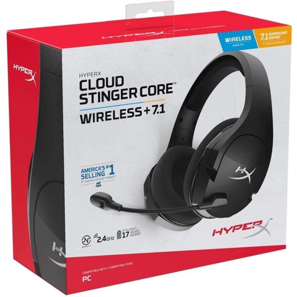 HyperX Cloud Stinger Core - draadloze gamingheadset, voor pc, 7.1 surround sound, ruisonderdrukkende microfoon, lichtgewicht
