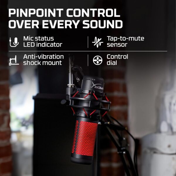 HyperX HX-MICQC-BK QuadCast - Full Standalone Microphone for Streamers, Content Creators and Gamers Black