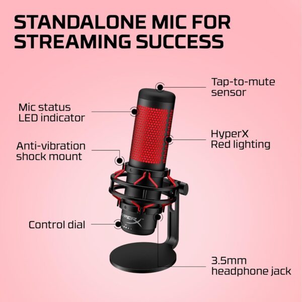 HyperX HX-MICQC-BK QuadCast - Full Standalone Microphone for Streamers, Content Creators and Gamers Black