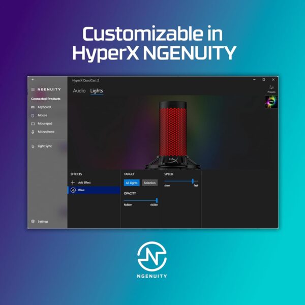 HyperX Quadcast 2 Frost USB Microphone for Gaming, Streaming, Podcasting, Onboard Control, LED Lighting, Detachable Shock Mount
