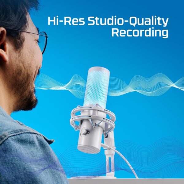 HyperX Quadcast 2 Frost USB Microphone for Gaming, Streaming, Podcasting, Onboard Control, LED Lighting, Detachable Shock Mount