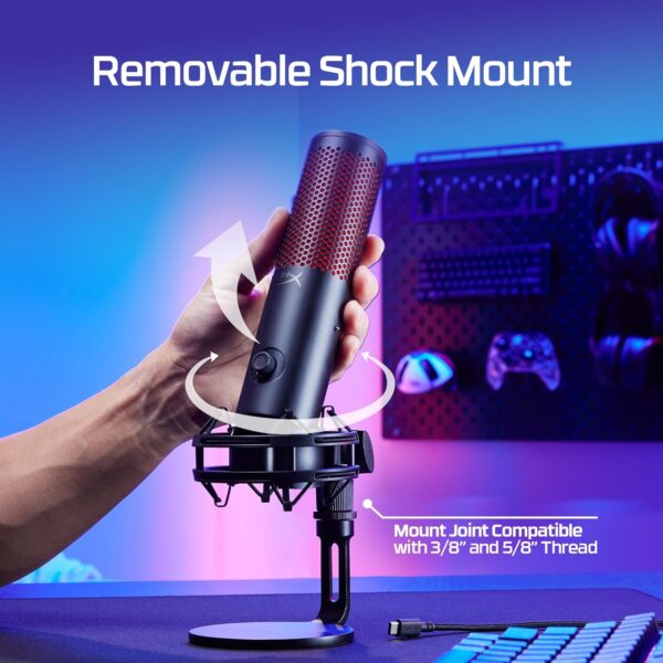 HyperX Quadcast 2 Frost USB Microphone for Gaming, Streaming, Podcasting, Onboard Control, LED Lighting, Detachable Shock Mount