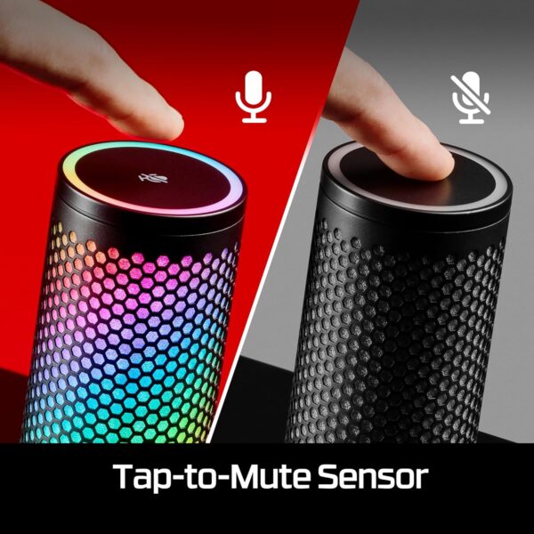 HyperX QuadCast 2 S - USB Microphone, with RGB Lighting, Streaming and Podcasting, with Built-in Controls, LED Lighting, Detachable Shock Mount, PC, Mac, USB-C - Black