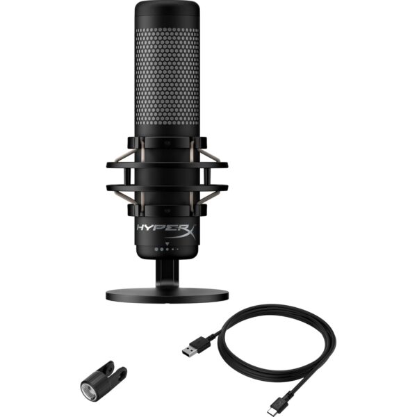 HyperX QuadCast 2, USB Microphone for Gaming, Streaming and Podcasting, Tip to Mute Switch Sensor, LED Lighting, 24-bit/96 kHz Recordings, 4 Directional Characteristics, Mute...