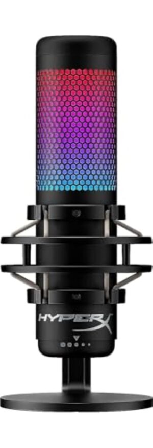 HyperX QuadCast S - RGB USB Condenser Microphone for PC, PS4 and Mac, Anti-Vibration Shock Mount, Pop Filter, Gaming, Streaming, Podcasts, Twitch, YouTube, Discord, Black