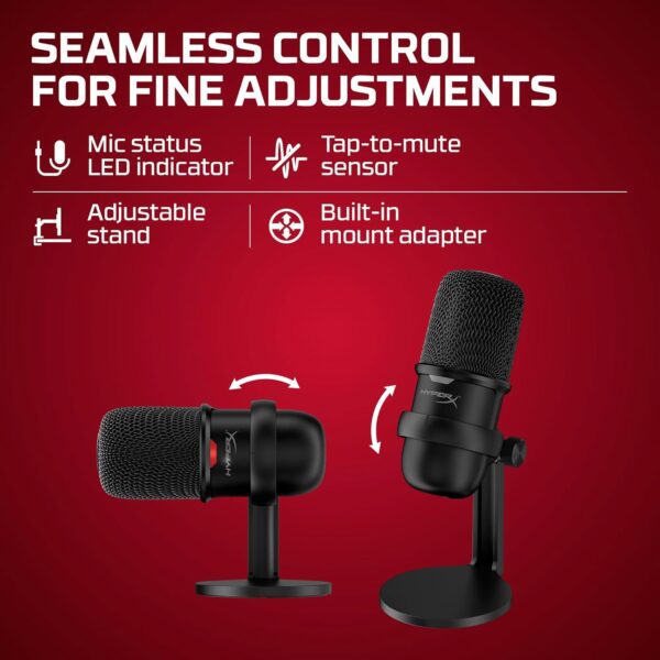 HyperX SoloCast USB Condenser Microphone for Gaming, PC, PS4 and Mac, One Touch Mute Sensor, Cardioid Polar Pattern, Gaming, Streaming, Podcasts, Twitch, YouTube, Discord