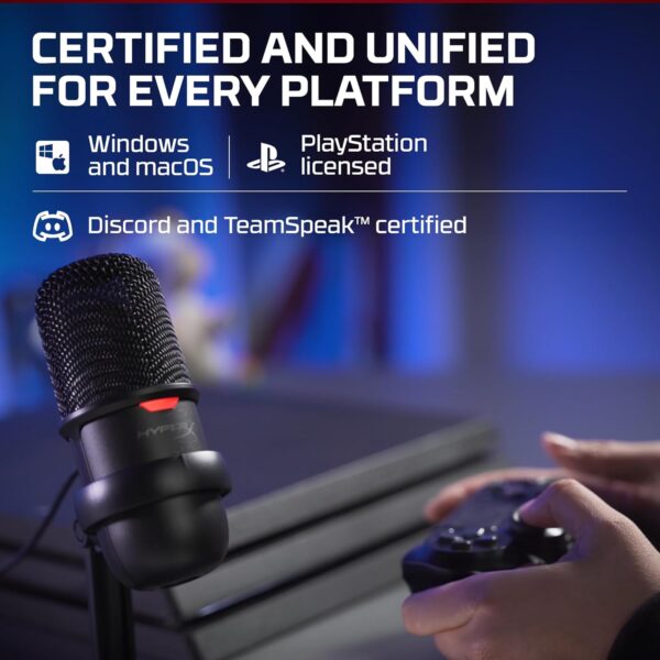 HyperX SoloCast USB Condenser Microphone for Gaming, PC, PS4 and Mac, One Touch Mute Sensor, Cardioid Polar Pattern, Gaming, Streaming, Podcasts, Twitch, YouTube, Discord