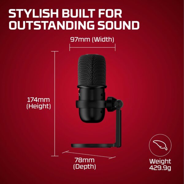 HyperX SoloCast USB Condenser Microphone for Gaming, PC, PS4 and Mac, One Touch Mute Sensor, Cardioid Polar Pattern, Gaming, Streaming, Podcasts, Twitch, YouTube, Discord