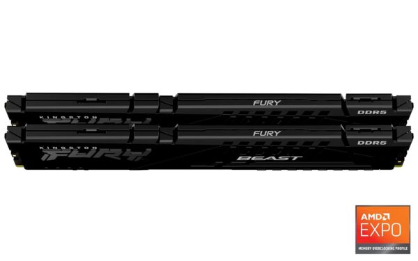 Kingston FURY Beast Zwart DDR5 32GB (2x16GB) 5600MT/s CL36 DIMM Desktop Gaming Geheugen Set van 2 AMD EXPO en Intel XMP - KF556C36BBEK2-32