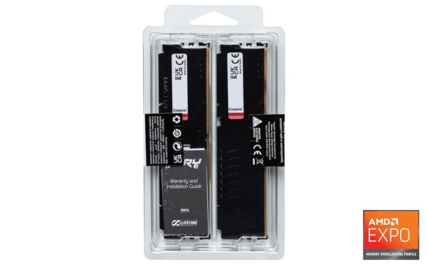 Kingston FURY Beast Zwart DDR5 32GB (2x16GB) 5600MT/s CL36 DIMM Desktop Gaming Geheugen Set van 2 AMD EXPO en Intel XMP - KF556C36BBEK2-32