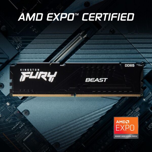 Kingston FURY Beast Zwart DDR5 32GB (2x16GB) 6000MT/s CL30 DIMM Desktop Gaming Geheugen Set van 2 AMD EXPO en Intel XMP - KF560C30BBEK2-32