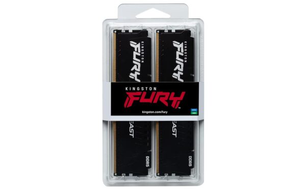 Kingston FURY Beast Zwart DDR5 32GB (2x16GB) 6400MT/s CL32 DIMM Desktop Gaming Geheugen Set van 2 Intel XMP - KF564C32BBK2-32