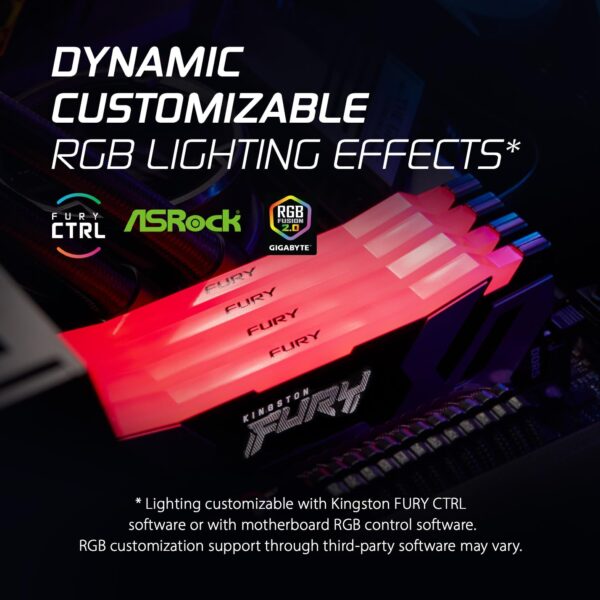 Kingston Fury Renegade Zwart RGB 32GB 6400MT/s DDR5 CL32 DIMM Desktop Gaming Geheugen (Set van 2) - KF564C32RSAK2-32