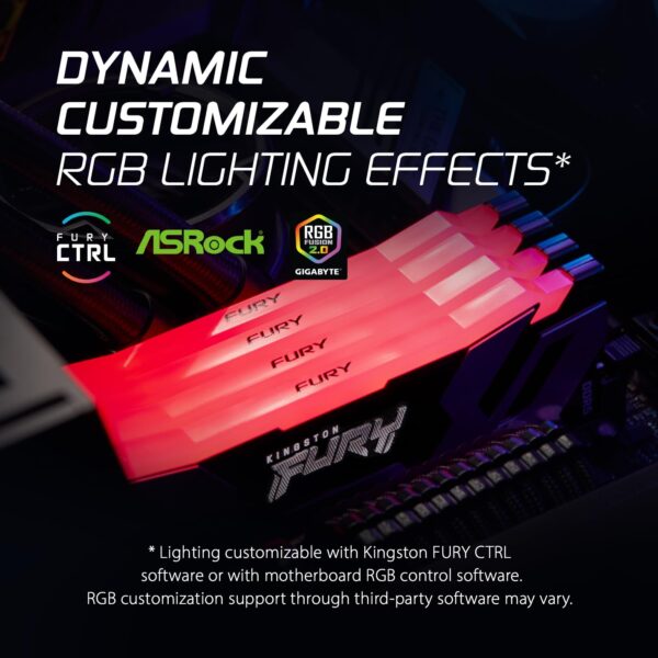 Kingston Fury Renegade Zwart RGB 32GB 6400MT/s DDR5 CL32 DIMM Desktop Gaming Geheugen (Set van 2) - KF564C32RSAK2-32