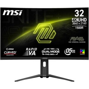 MAG 321CUPDFDE 32 inch UHD gaming-monitor met gebogen voorkant - 1500R 3840 x 2160 Rapid VA Panel, Dual Mode/0,5 ms (GtG, min.), Adaptive Sync-DP 1.4a, HDMI 2.1 CEC, USB Type-C...