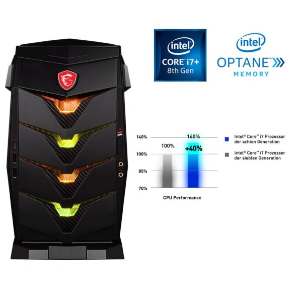 MSI Aegis 3 8RC-048DE Gaming PC (Intel Core i5+ 8400, GeForce GTX 1060 6GB, 128GB PCIe SSD + Intel Optane 16GB M.2 PCIe System Acceleration + 1TB HDD, 8GB DDR4, Windows 10 Home)...