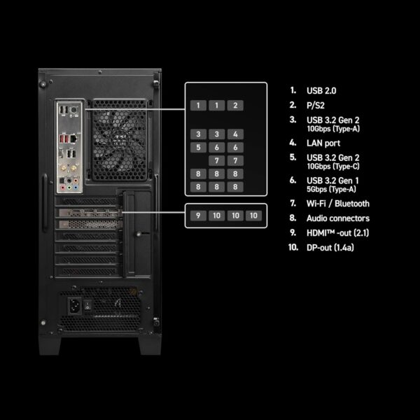 MSI Codex Z2 Gaming Desktop: AMD R7-8700F, GeForce RTX 5070, 32GB DDR5, 2TB m.2 NVMe SSD, USB Type-C, VR-Ready, Windows 11 Homepage: A8NVP-436US