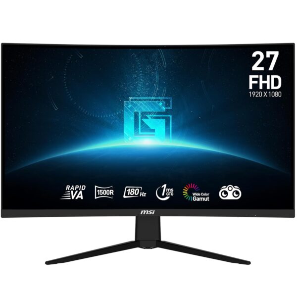 MSI G27C3F Gebogen Gaming Monitor Full HD Anti-Glare 1ms 1920 x 1080 180Hz, vernieuwingsfrequentieresolutie, 27 inch, zwart