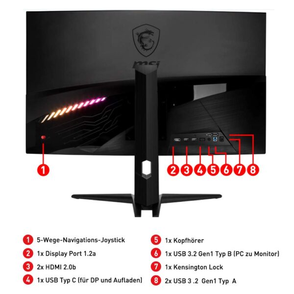 MSI G27CQ4DE E2 27 inch (69cm) Gaming Monitor, WQHD (2560x1440), Curve 1500R, 170Hz, 1ms, VA, HDR Ready, FreeSync Premium, HDMI 2.0b, zwart