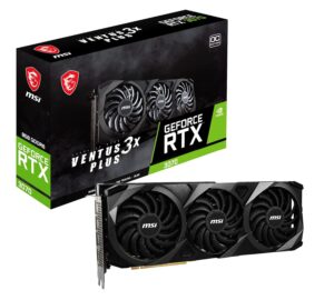 MSI GeForce RTX 3070 VENTUS 3X PLUS 8G OC LHR Gaming Videokaart - 8GB GDDR6X, 1755 MHz, PCI Express Gen 4, 256-bit, 3x DP v 1.4a, HDMI 2.1 (ondersteunt 4K),zwart
