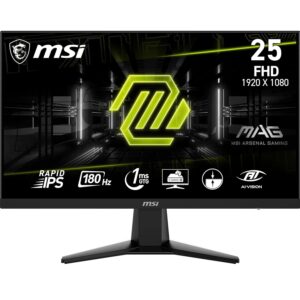 MSI MAG 256F Gaming Monitor 24,5 inch FHD - Rapid IPS-paneel 1920 x 1080, 180 Hz / 1ms GTG, gamut sRGB 127%, frameloos design, HDR Ready - DisplayPort 1.2a, HDMI™ CEC