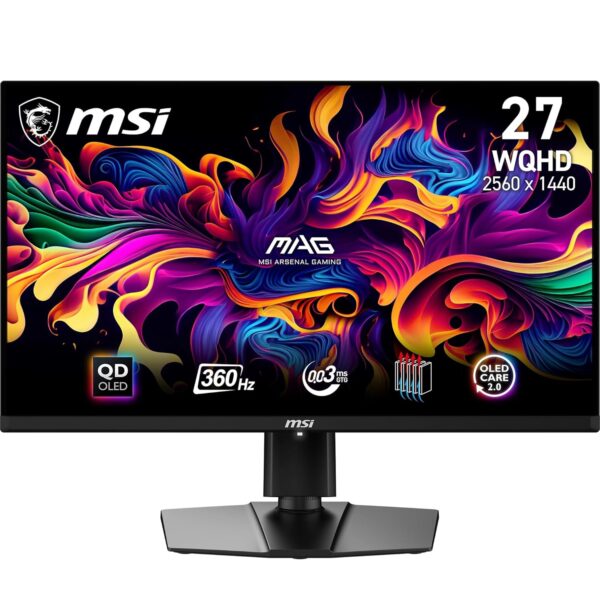 MSI MAG 271QPX QD-OLED Gaming Monitor 26,5 inch WQHD - Panel 2560 x 1440 Quantum Dot OLED, 360 Hz / 0,03 ms, 99,1% DCI-P3, ΔE≤2, DisplayHDR True Black 400 - DP 1.4a, HDMI 2.1,...