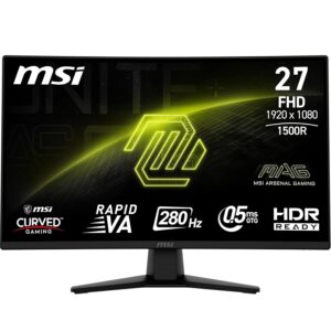 MSI MAG 274CXF 27 inch FHD gebogen gaming monitor - Rapid VA paneel 1920 x 1080 1500R, 280Hz, 0,5ms, HDR Ready, AMD FreeSync Premium, AI Vision, HDMI 2.0b, DP 1.2a, kantelbaar,...