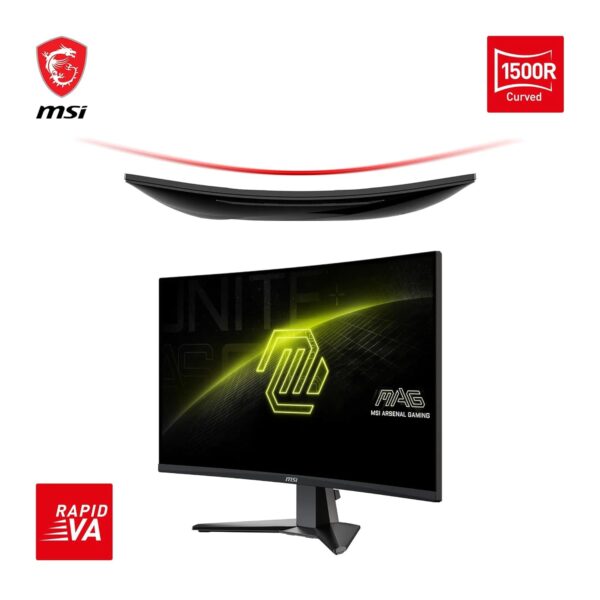 MSI MAG 27C6F 27 inch FHD gebogen gaming monitor - Rapid VA paneel 1920 x 1080 1500R, 180Hz / 0,5ms (GtG, min.), Adaptive-Sync - DP 1.2a, HDMI™ CEC
