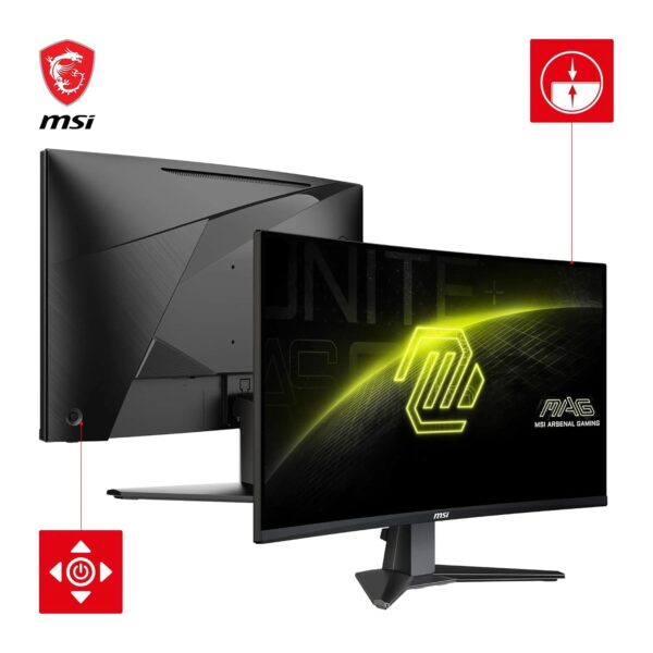 MSI MAG 27C6F 27 inch FHD gebogen gaming monitor - Rapid VA paneel 1920 x 1080 1500R, 180Hz / 0,5ms (GtG, min.), Adaptive-Sync - DP 1.2a, HDMI™ CEC
