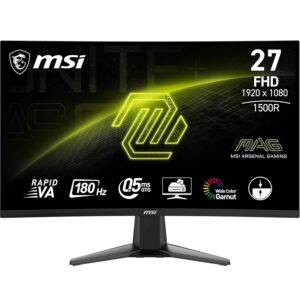 MSI MAG 27C6F 27 inch FHD gebogen gaming monitor - Rapid VA paneel 1920 x 1080 1500R, 180Hz / 0,5ms (GtG, min.), Adaptive-Sync - DP 1.2a, HDMI™ CEC