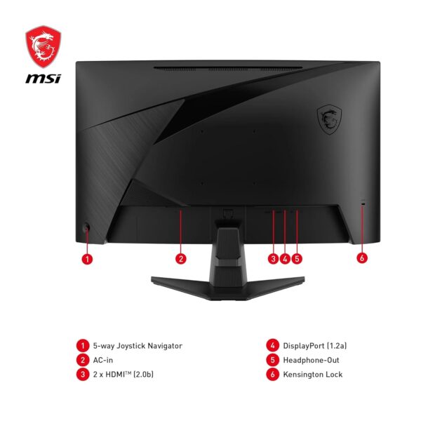MSI MAG 27C6F 27 inch FHD gebogen gaming monitor - Rapid VA paneel 1920 x 1080 1500R, 180Hz / 0,5ms (GtG, min.), Adaptive-Sync - DP 1.2a, HDMI™ CEC